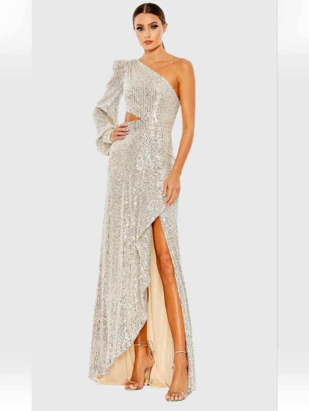 Mac Duggal 26730 Sequined One Shoulder Cut Out Gown
